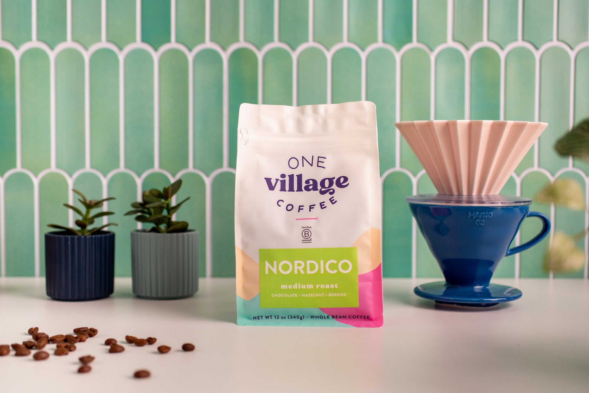 Image of Nordico coffee bag in kitchen.